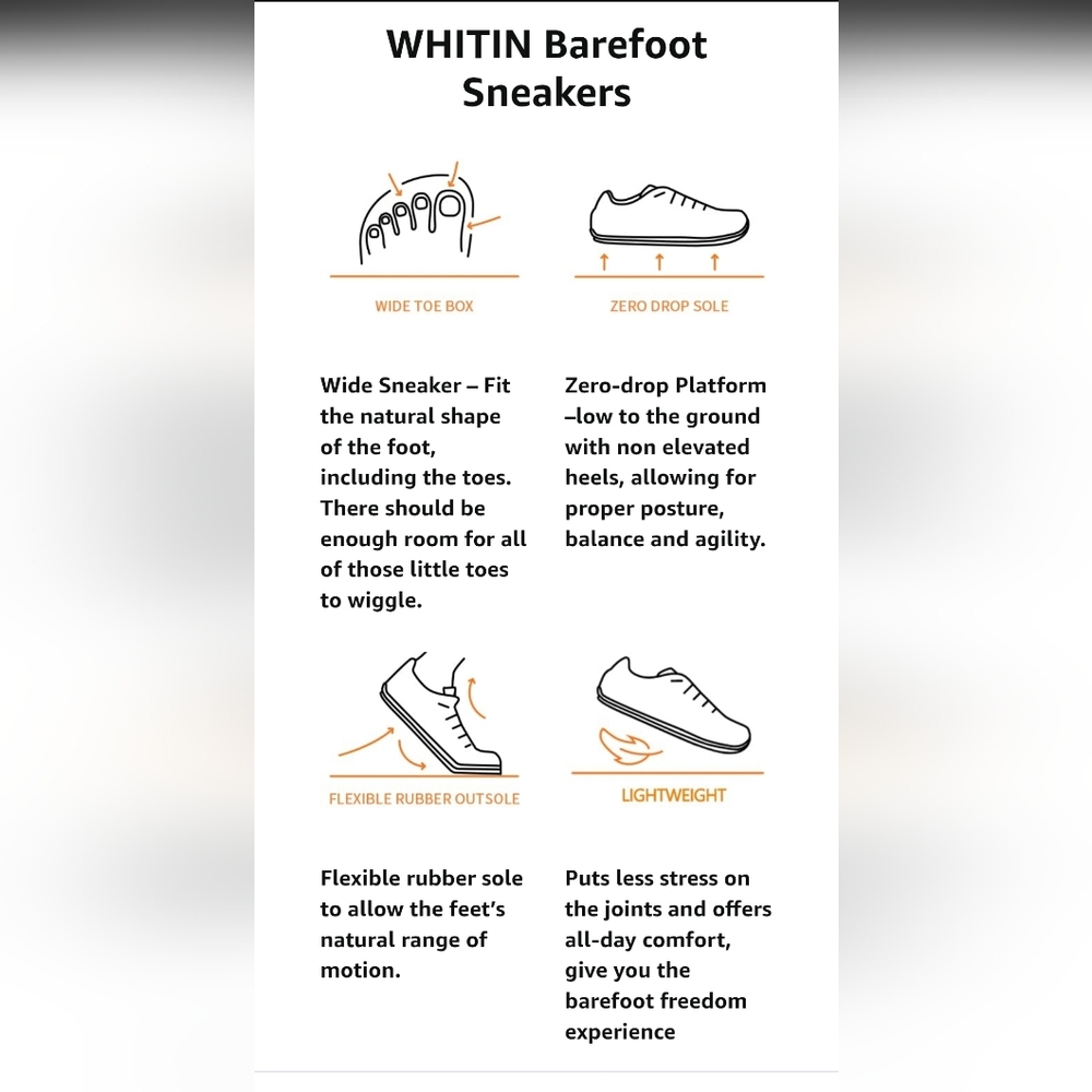 WHITIN Men's Wide Canvas Barefoot Sneakers | Zero Drop Sole | Minimalist Size 7* - Picture 10 of 11